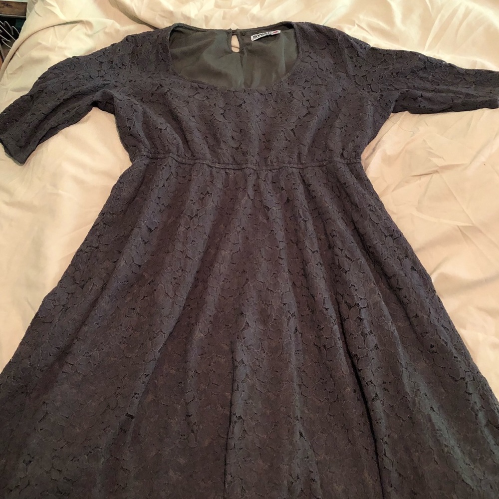 SWAK Gray Lace Dress 3/4 Sleeves EUC 1X